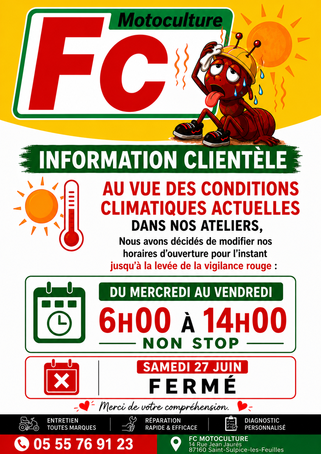 Horaires temporaires